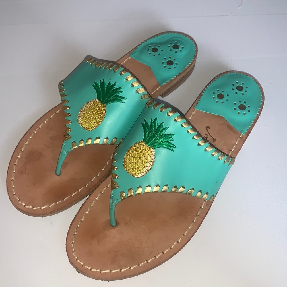 Jack Rogers 1960 Pineapple Sandals Blue Size 8.5